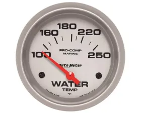 AutoMeter GAUGE; WATER TEMP; 2 5/8in.; 100-250deg.F; ELECTRIC; MARINE SILVER