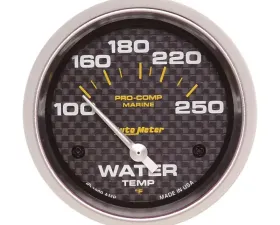 AutoMeter GAUGE; WATER TEMP; 2 5/8in.; 100-250deg.F; ELECTRIC; MARINE CARBON FIBER