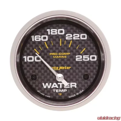 AutoMeter GAUGE; WATER TEMP; 2 5/8in.; 100-250deg.F; ELECTRIC; MARINE CARBON FIBER - 200763-40