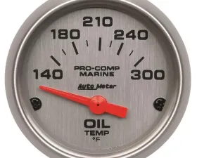 AutoMeter GAUGE; OIL TEMP; 2 1/16in.; 140-300deg.F; ELECTRIC; MARINE SILVER