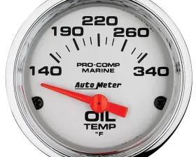 AutoMeter GAUGE; OIL TEMP; 2 1/16in.; 140-300deg.F; ELECTRIC; MARINE CHROME