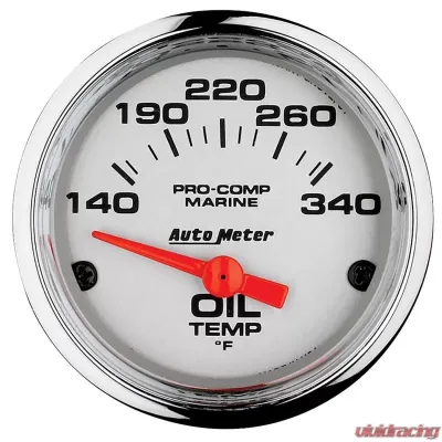 AutoMeter GAUGE; OIL TEMP; 2 1/16in.; 140-300deg.F; ELECTRIC; MARINE CHROME - 200764-35