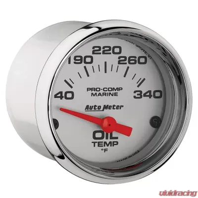 AutoMeter GAUGE; OIL TEMP; 2 1/16in.; 140-300deg.F; ELECTRIC; MARINE CHROME - 200764-35