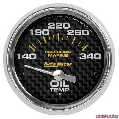 AutoMeter GAUGE; OIL TEMP; 2 1/16in.; 140-300deg.F; ELECTRIC; MARINE CARBON FIBER - 200764-40