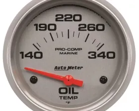 AutoMeter GAUGE; OIL TEMP; 2 5/8in.; 140-300deg.F; ELECTRIC; MARINE SILVER