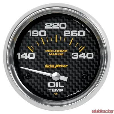 AutoMeter GAUGE; OIL TEMP; 2 5/8in.; 140-300deg.F; ELECTRIC; MARINE CARBON FIBER - 200765-40