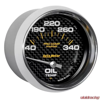 AutoMeter GAUGE; OIL TEMP; 2 5/8in.; 140-300deg.F; ELECTRIC; MARINE CARBON FIBER - 200765-40