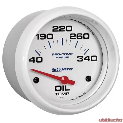 AutoMeter GAUGE; OIL TEMP; 2 5/8in.; 140-300deg.F; ELECTRIC; MARINE WHITE - 200765