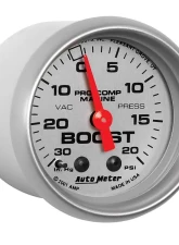 AutoMeter GAUGE; VAC/BOOST; 2 1/16in.; 30INHG-20PSI; MECHANICAL; MARINE SILVER                                     - 200774-33 - Image 3