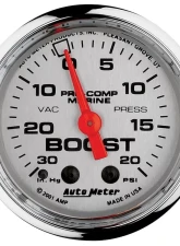 AutoMeter GAUGE; VAC/BOOST; 2 1/16in.; 30INHG-20PSI; MECHANICAL; MARINE CHROME                                     - 200774-35 - Image 3