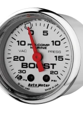 AutoMeter GAUGE; VAC/BOOST; 2 1/16in.; 30INHG-20PSI; MECHANICAL; MARINE CHROME                                     - 200774-35 - Image 2