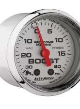 AutoMeter GAUGE; VAC/BOOST; 2 1/16in.; 30INHG-20PSI; MECHANICAL; MARINE CHROME                                     - 200774-35 - Image 3