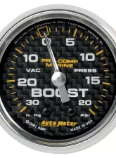 AutoMeter GAUGE; VAC/BOOST; 2 1/16in.; 30INHG-20PSI; MECHANICAL; MARINE CARBON FIBER                                     - 200774-40 - Image 3