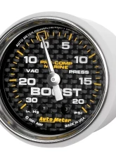 AutoMeter GAUGE; VAC/BOOST; 2 1/16in.; 30INHG-20PSI; MECHANICAL; MARINE CARBON FIBER                                     - 200774-40 - Image 2