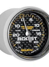 AutoMeter GAUGE; VAC/BOOST; 2 1/16in.; 30INHG-20PSI; MECHANICAL; MARINE CARBON FIBER                                     - 200774-40 - Image 3