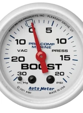 AutoMeter GAUGE; VAC/BOOST; 2 1/16in.; 30INHG-20PSI; MECHANICAL; MARINE WHITE                                     - 200774 - Image 3