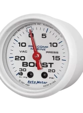 AutoMeter GAUGE; VAC/BOOST; 2 1/16in.; 30INHG-20PSI; MECHANICAL; MARINE WHITE                                     - 200774 - Image 2