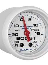 AutoMeter GAUGE; VAC/BOOST; 2 1/16in.; 30INHG-20PSI; MECHANICAL; MARINE WHITE                                     - 200774 - Image 3