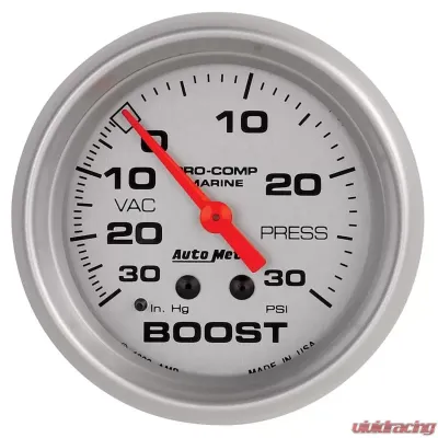 AutoMeter GAUGE; VAC/BOOST; 2 5/8in.; 30INHG-30PSI; MECHANICAL; MARINE SILVER - 200775-33