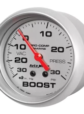 AutoMeter GAUGE; VAC/BOOST; 2 5/8in.; 30INHG-30PSI; MECHANICAL; MARINE SILVER                                     - 200775-33 - Image 2