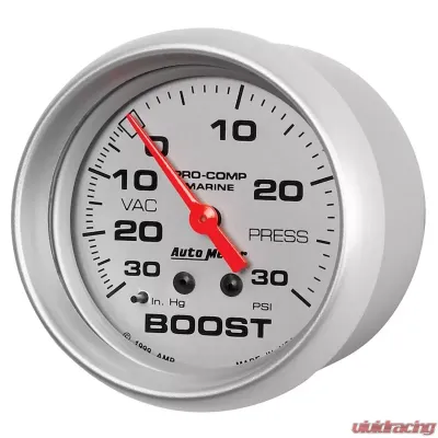 AutoMeter GAUGE; VAC/BOOST; 2 5/8in.; 30INHG-30PSI; MECHANICAL; MARINE SILVER - 200775-33