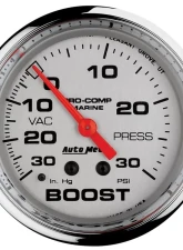 AutoMeter GAUGE; VAC/BOOST; 2 5/8in.; 30INHG-30PSI; MECHANICAL; MARINE CHROME                                     - 200775-35 - Image 3