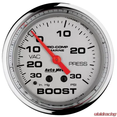 AutoMeter GAUGE; VAC/BOOST; 2 5/8in.; 30INHG-30PSI; MECHANICAL; MARINE CHROME - 200775-35