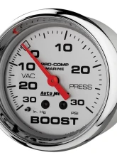 AutoMeter GAUGE; VAC/BOOST; 2 5/8in.; 30INHG-30PSI; MECHANICAL; MARINE CHROME                                     - 200775-35 - Image 2