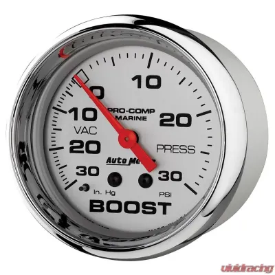 AutoMeter GAUGE; VAC/BOOST; 2 5/8in.; 30INHG-30PSI; MECHANICAL; MARINE CHROME - 200775-35