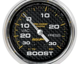 AutoMeter GAUGE; VAC/BOOST; 2 5/8in.; 30INHG-30PSI; MECHANICAL; MARINE CARBON FIBER