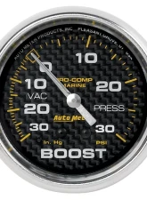 AutoMeter GAUGE; VAC/BOOST; 2 5/8in.; 30INHG-30PSI; MECHANICAL; MARINE CARBON FIBER                                     - 200775-40 - Image 3