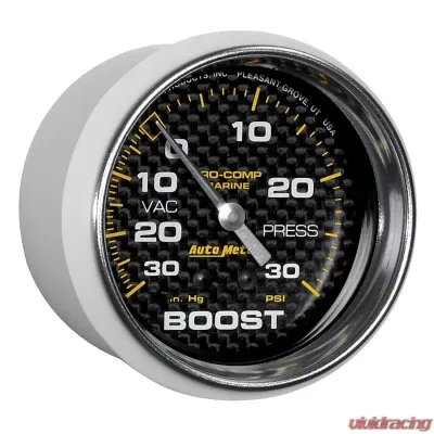 AutoMeter GAUGE; VAC/BOOST; 2 5/8in.; 30INHG-30PSI; MECHANICAL; MARINE CARBON FIBER - 200775-40