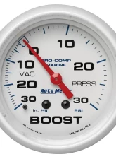 AutoMeter GAUGE; VAC/BOOST; 2 5/8in.; 30INHG-30PSI; MECHANICAL; MARINE WHITE                                     - 200775 - Image 3