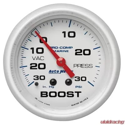 AutoMeter GAUGE; VAC/BOOST; 2 5/8in.; 30INHG-30PSI; MECHANICAL; MARINE WHITE - 200775