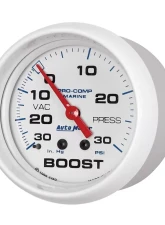 AutoMeter GAUGE; VAC/BOOST; 2 5/8in.; 30INHG-30PSI; MECHANICAL; MARINE WHITE                                     - 200775 - Image 2
