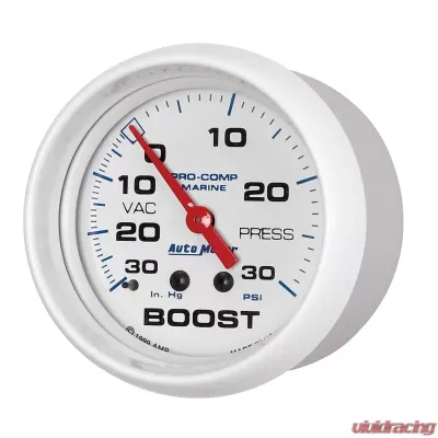 AutoMeter GAUGE; VAC/BOOST; 2 5/8in.; 30INHG-30PSI; MECHANICAL; MARINE WHITE - 200775