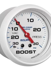 AutoMeter GAUGE; VAC/BOOST; 2 5/8in.; 30INHG-30PSI; MECHANICAL; MARINE WHITE                                     - 200775 - Image 3