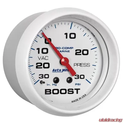 AutoMeter GAUGE; VAC/BOOST; 2 5/8in.; 30INHG-30PSI; MECHANICAL; MARINE WHITE - 200775