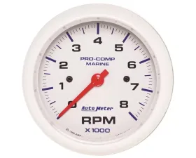 AutoMeter GAUGE; TACHOMETER; 3 3/8in.; 8K RPM; MARINE WHITE