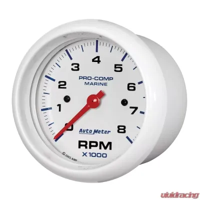 AutoMeter GAUGE; TACHOMETER; 3 3/8in.; 8K RPM; MARINE WHITE - 200779