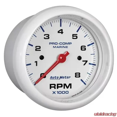 AutoMeter GAUGE; TACHOMETER; 3 3/8in.; 8K RPM; MARINE WHITE - 200779