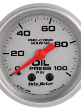 AutoMeter GAUGE; OIL PRESSURE; 2 1/16in.; 100PSI; MECHANICAL; MARINE SILVER                                     - 200790-33 - Image 3