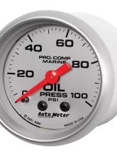 AutoMeter GAUGE; OIL PRESSURE; 2 1/16in.; 100PSI; MECHANICAL; MARINE SILVER                                     - 200790-33 - Image 2