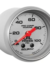 AutoMeter GAUGE; OIL PRESSURE; 2 1/16in.; 100PSI; MECHANICAL; MARINE SILVER                                     - 200790-33 - Image 3