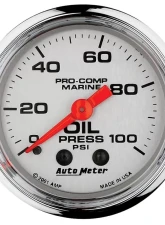 AutoMeter GAUGE; OIL PRESSURE; 2 1/16in.; 100PSI; MECHANICAL; MARINE CHROME                                     - 200790-35 - Image 3