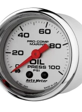 AutoMeter GAUGE; OIL PRESSURE; 2 1/16in.; 100PSI; MECHANICAL; MARINE CHROME                                     - 200790-35 - Image 2