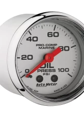 AutoMeter GAUGE; OIL PRESSURE; 2 1/16in.; 100PSI; MECHANICAL; MARINE CHROME                                     - 200790-35 - Image 3