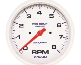 AutoMeter GAUGE; TACHOMETER; 5in.; 8K RPM; MARINE WHITE