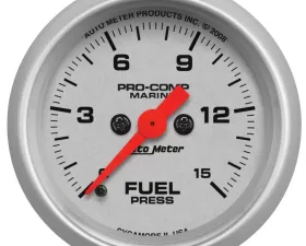 AutoMeter GAUGE; FUEL PRESSURE; 2 1/16in.; 15PSI; DIGITAL STEPPER MOTOR; MARINE SILVER