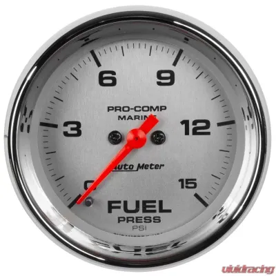 AutoMeter GAUGE; FUEL PRESSURE; 2 1/16in.; 15PSI; DIGITAL STEPPER MOTOR; MARINE CHROME - 200848-35